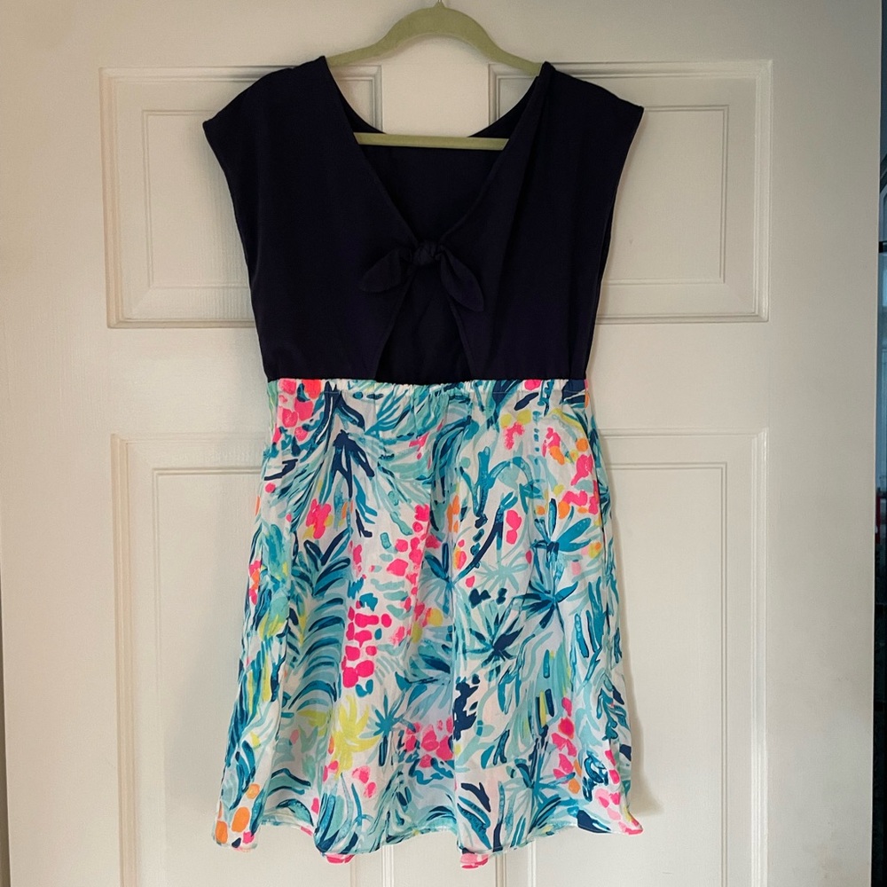 Lilly Pulitzer Navy and Floral Kids Dress - Picture 2 of 3